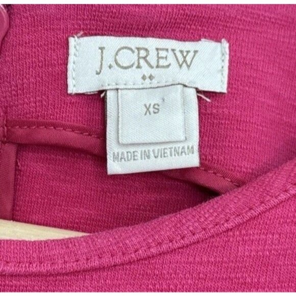 J.Crew Factory DayBreak Fuchsia Cotton Dress Pockets Size XS Preppy FLAWS - Picture 5 of 14